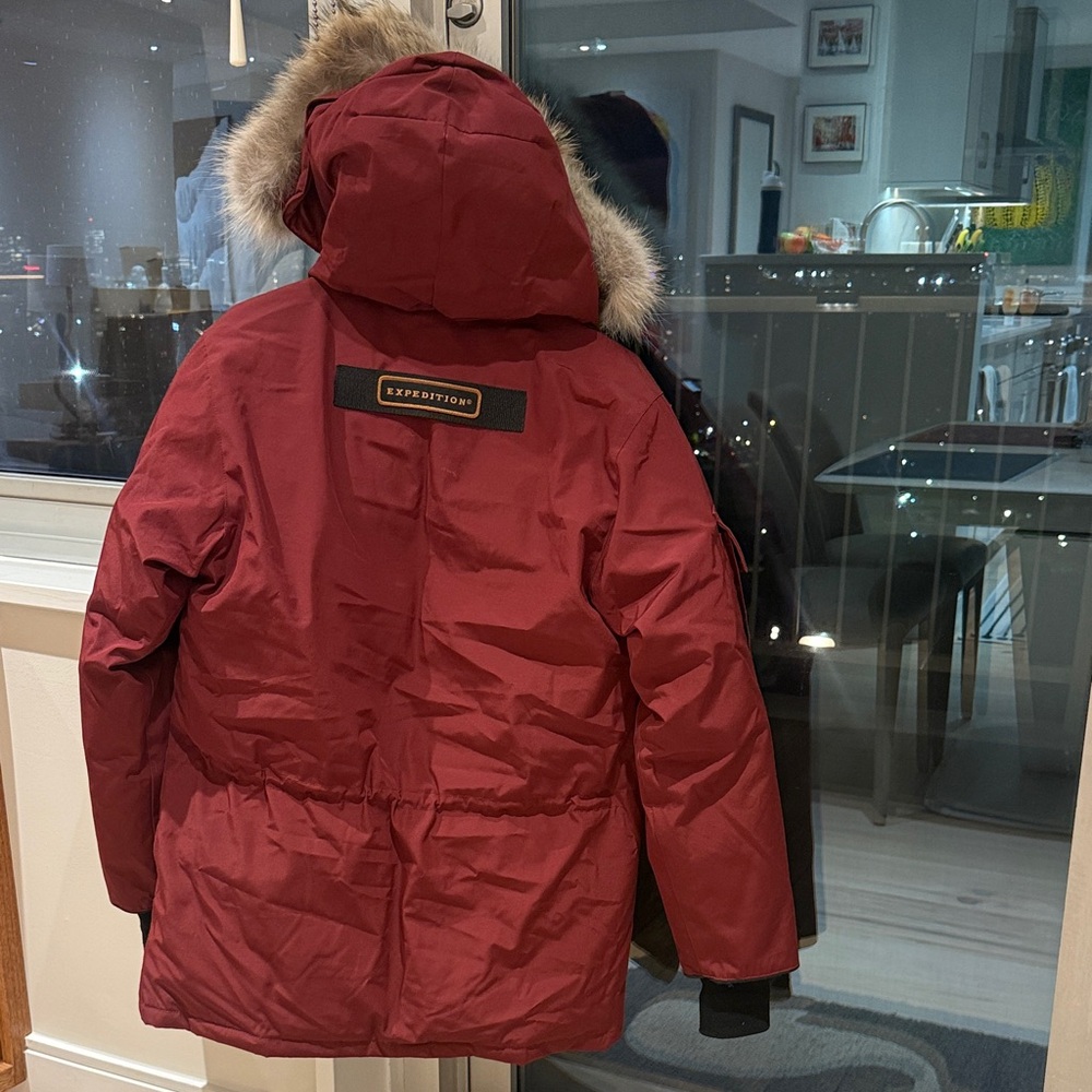 Canada Goose Burgundy Parka with Fur Hood - Picture 2 of 13